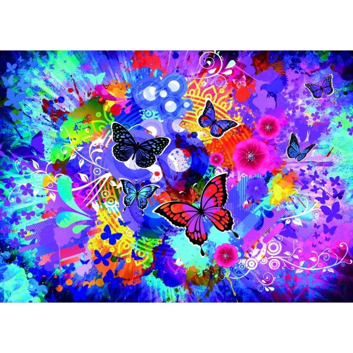 Puzzle  Grafika-F-32238 Fleurs et Papillons Colorés