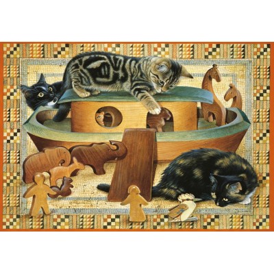 Puzzle Grafika-F-32704 Kittens playing in Noahs ark