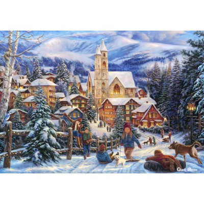 Puzzle Grafika-F-33206 Chuck Pinson - Sledding To Town