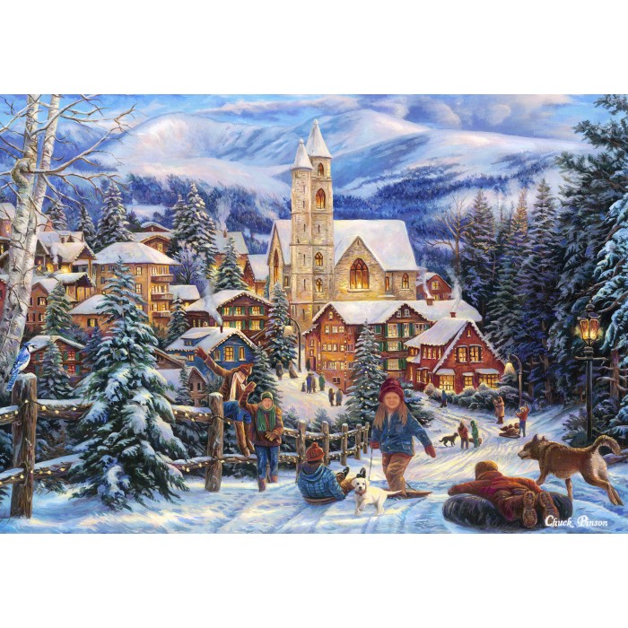 Puzzle  Grafika-F-33206 Chuck Pinson - Sledding To Town