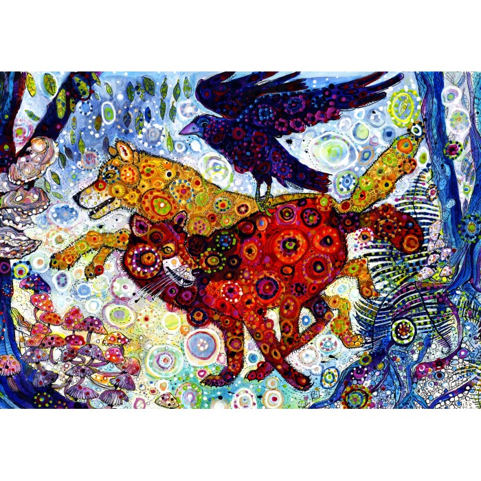 Puzzle  Grafika-F-33253 Sally Rich - Wolves in a Blue Wood