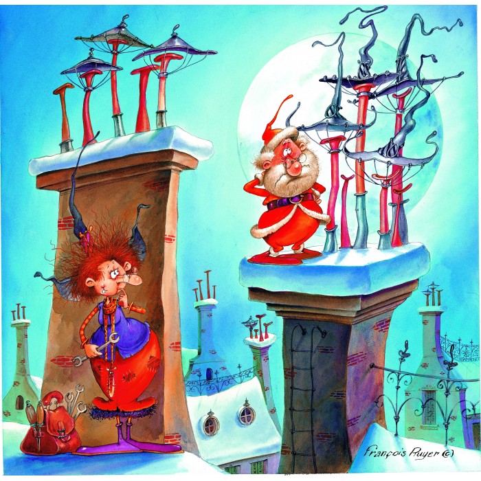 Puzzle Grafika-F-33467 François Ruyer - La Sorcière et le Père Noël