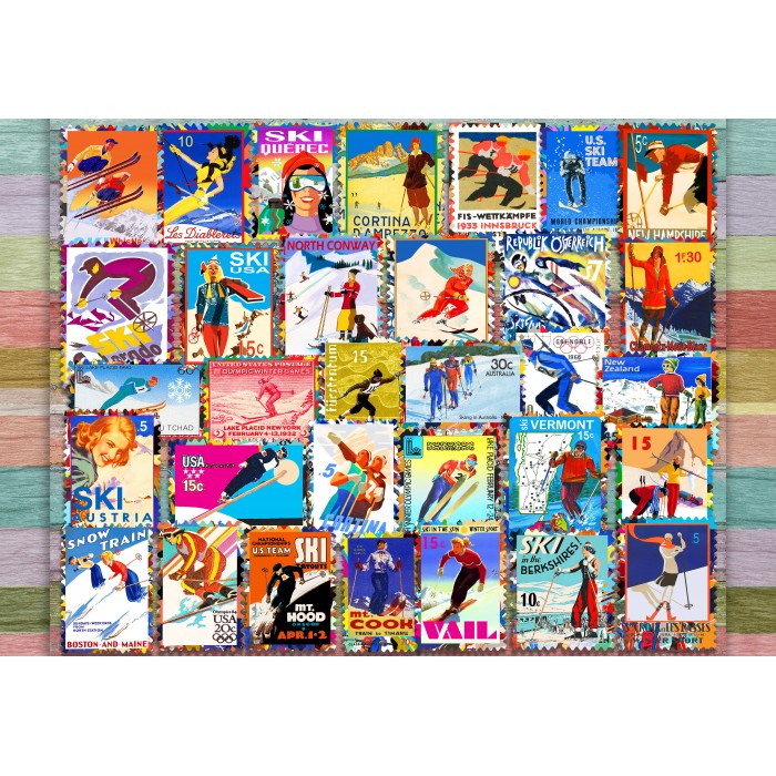 Puzzle Grafika-F-33639 Ski Stamp Posters