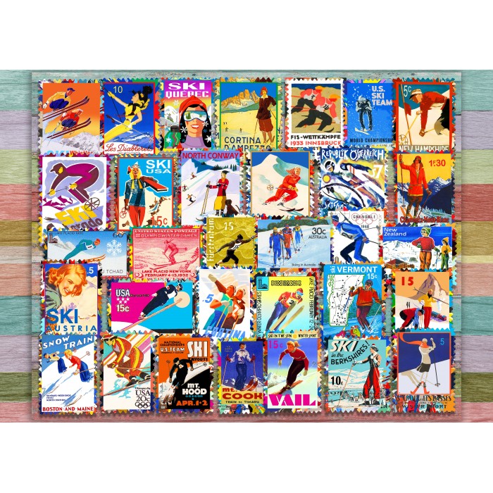 Puzzle  Grafika-F-33640 Ski Stamp Posters