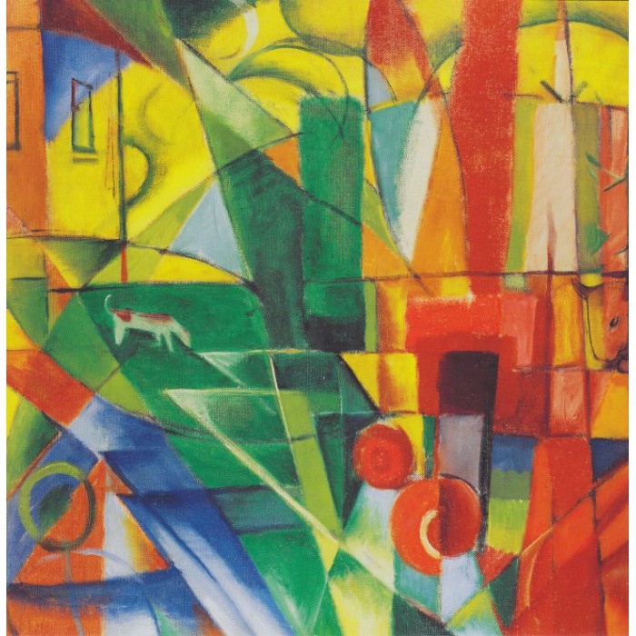 Puzzle   Franz Marc : Landschaft mit Haus, Hund und Rind, 1914