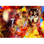Puzzle   La Femme Indienne et le Loup