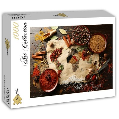 Puzzle Grafika-T-00145 Carte du Monde en Epices