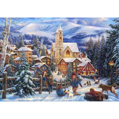 Puzzle Grafika-T-00723 Chuck Pinson - Sledding To Town