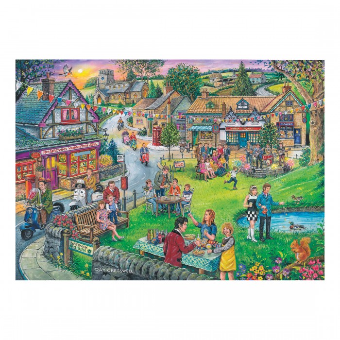 Puzzle  House-Of-Puzzles-HP0743 Pièces XXL - Place de Village des Années Soixante