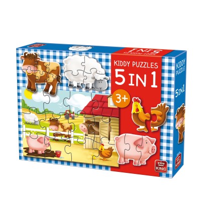 King-Puzzle-05074 5 Puzzles - Kiddy Puzzles 5 in 1