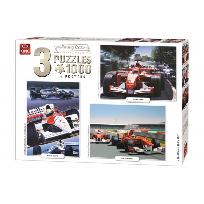 King-Puzzle-05213 3 Puzzles - Racing Cars Collection