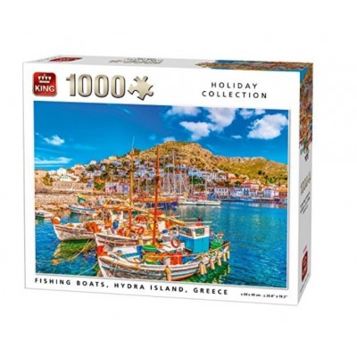 Puzzle King-Puzzle-05712 Fishing Boats, Hydra Island, Grèce