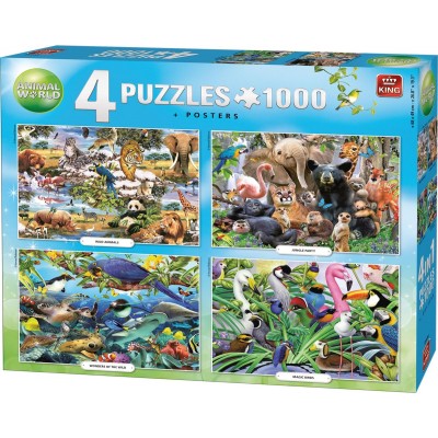 King-Puzzle-55930 4 Puzzles - Animal World