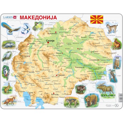 Larsen-A13-MK Puzzle Cadre - Carte de la Macédoine