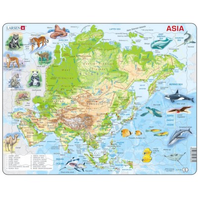 Larsen-A30-GB Puzzle Cadre - Carte de l'Asie (en Anglais)