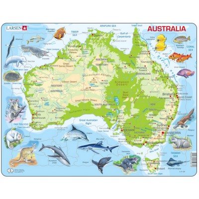 Larsen-A31-GB Puzzle Cadre - Carte de l'Australie (en Anglais)