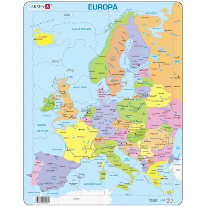 Larsen-A8-ES Puzzle Cadre - Carte de l'Europe en Espagnol