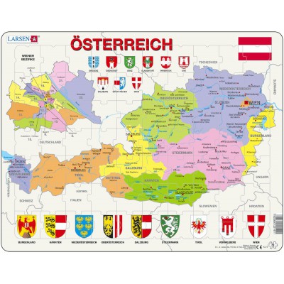 Larsen-K41-DE Puzzle Cadre - Carte de l'Autriche (en Autrichien)