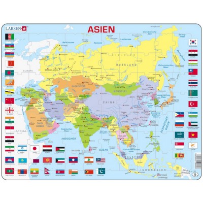 Larsen-K44-DE Puzzle Cadre - Carte de l'Asie (en Allemand)
