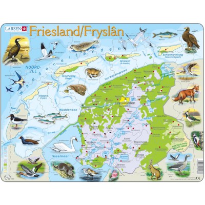 Larsen-K80-NL Puzzle Cadre - Carte de la Province de Friesland, Pays-Bas et ses Animaux (en Hollandais)