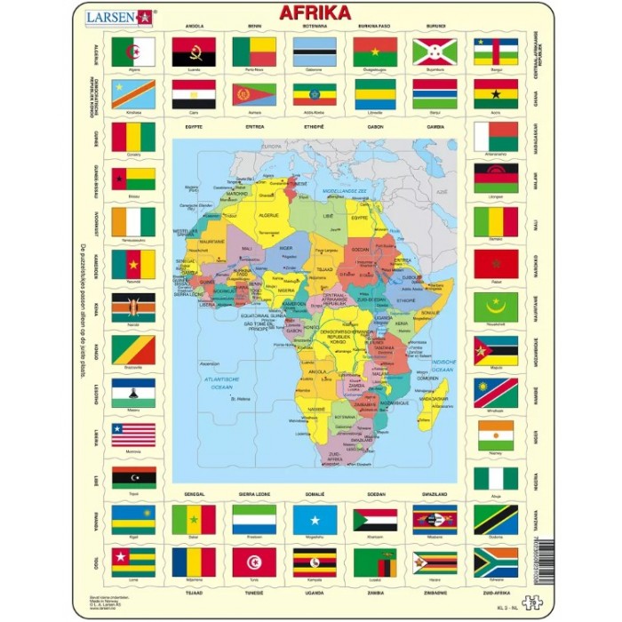 Larsen-KL3-NL Puzzle Cadre - Carte de l'Afrique (en Hollandais)