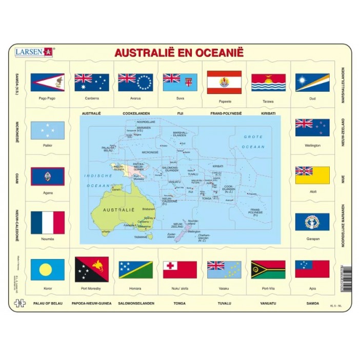  Larsen-KL5-NL Puzzle Cadre - Australie et Océanie (en Hollandais)