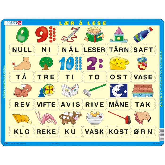 Larsen-LS10-NO Puzzle Cadre - Apprendre à Lire le Norvégien 2 (en Norvégien)