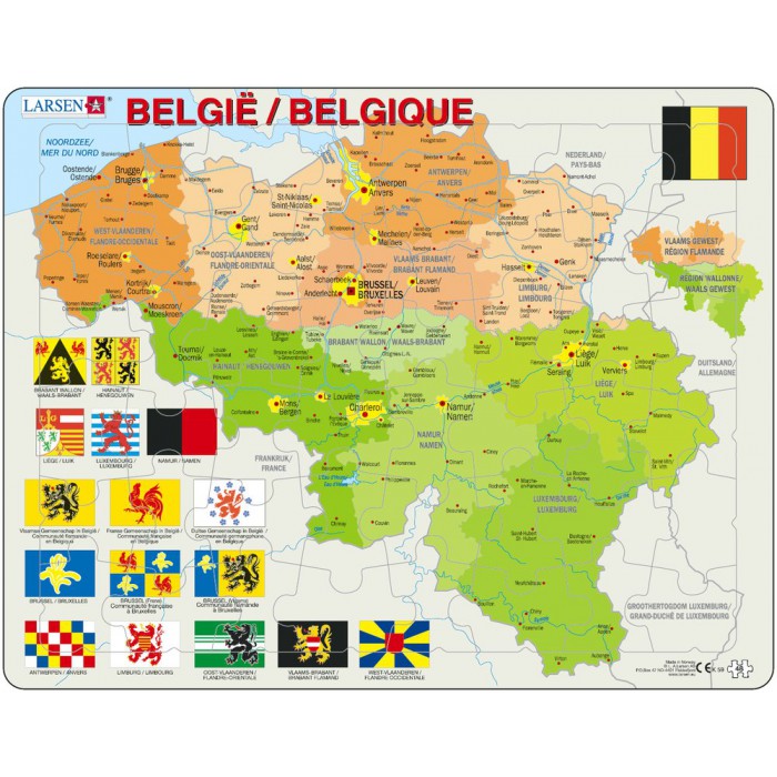   Puzzle Cadre - Carte de la Belgique (en Français et Flamand)