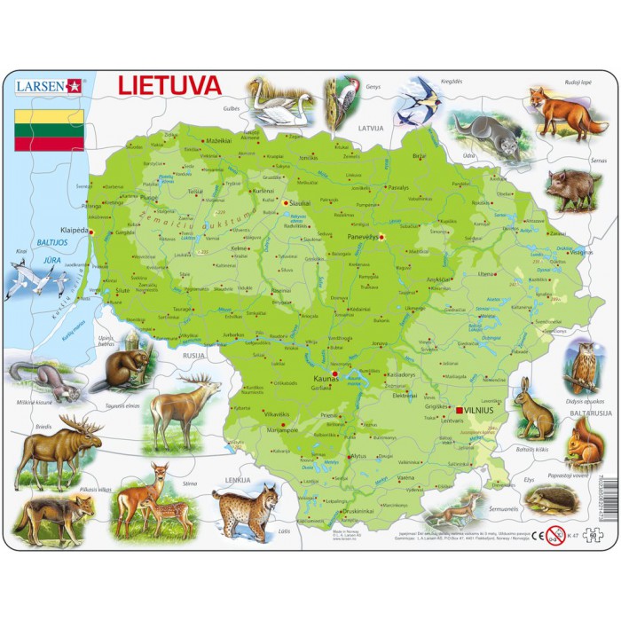   Puzzle Cadre - Carte de la Lituanie (en Lituanien)