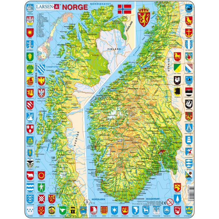   Puzzle Cadre - Carte de la Norvège (en Norvégien)