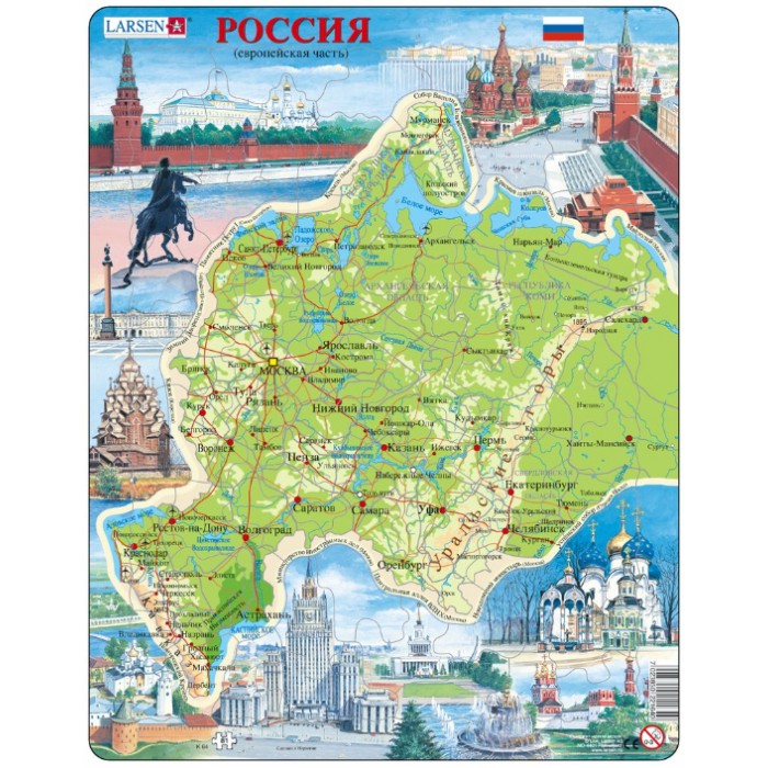   Puzzle Cadre - Carte de la Russie de l'Ouest (en Russe)