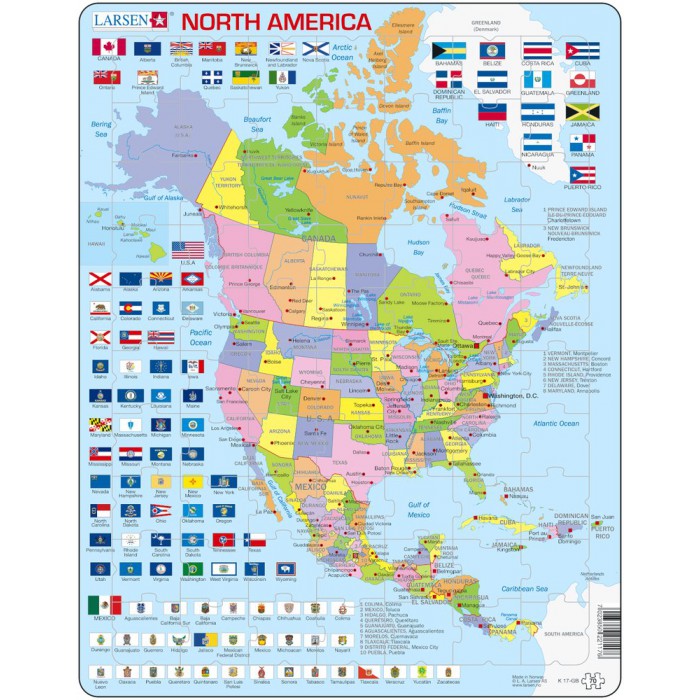   Puzzle Cadre - Carte de l'Amérique du Nord (en Anglais)