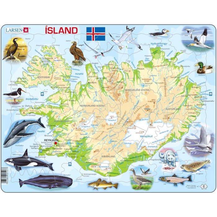   Puzzle Cadre - Carte de l'Islande (en Islandais)