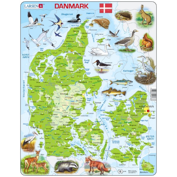   Puzzle Cadre - Carte du Danemark (en Danois)