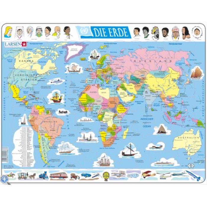   Puzzle Cadre - Carte du Monde (en Allemand)