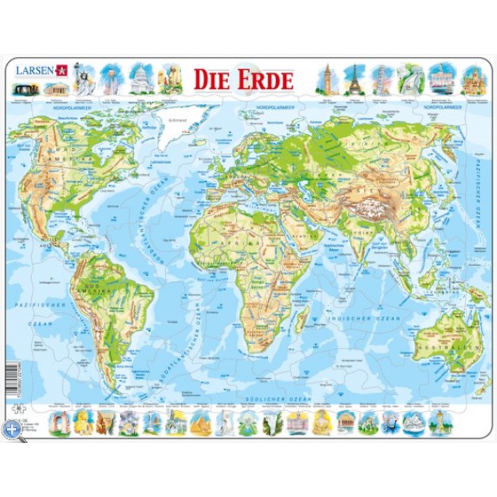   Puzzle Cadre - Carte du Monde (en Allemand)