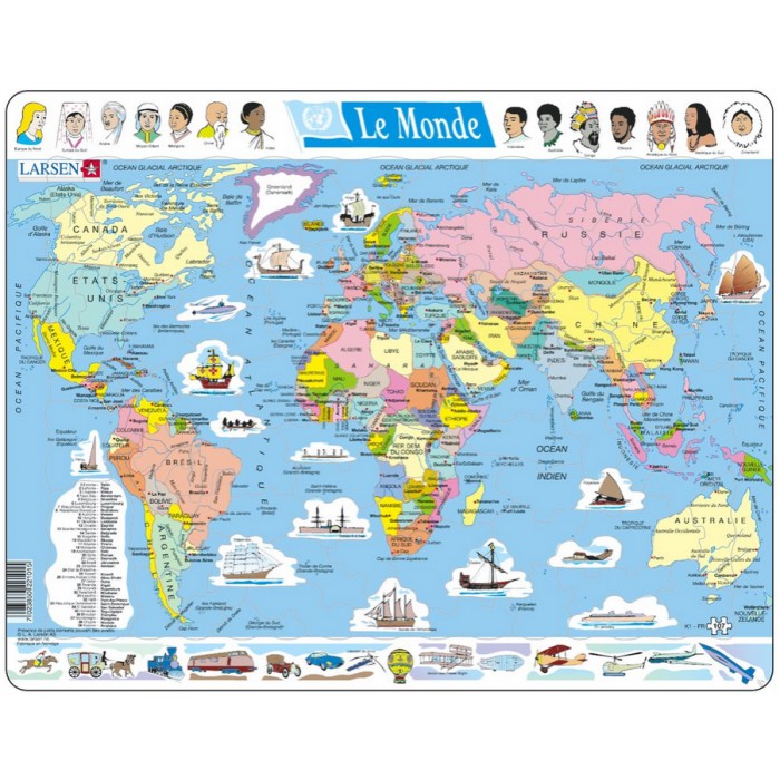   Puzzle Cadre - Carte du Monde (en Français)