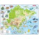 Puzzle Cadre - Carte Topographique de l'Asie (Espagnol)