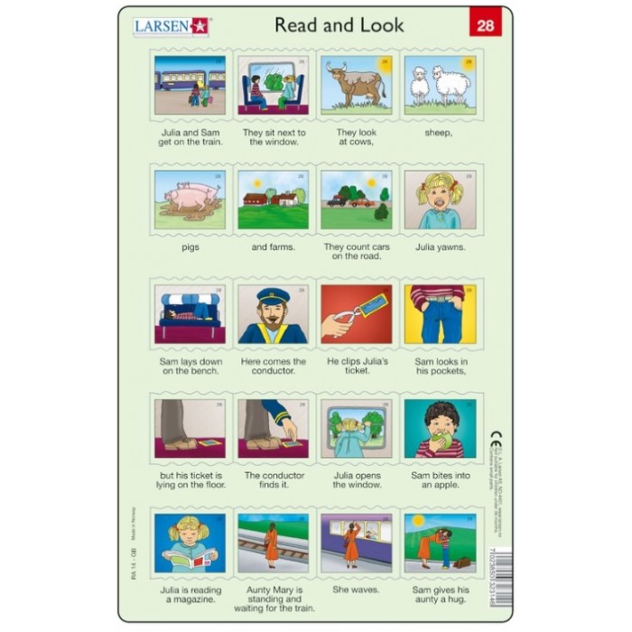 Larsen-RA14-EN-27-28 2 Puzzles Cadres - Apprendre l'Anglais : Read and Look 27-28 (en Anglais)