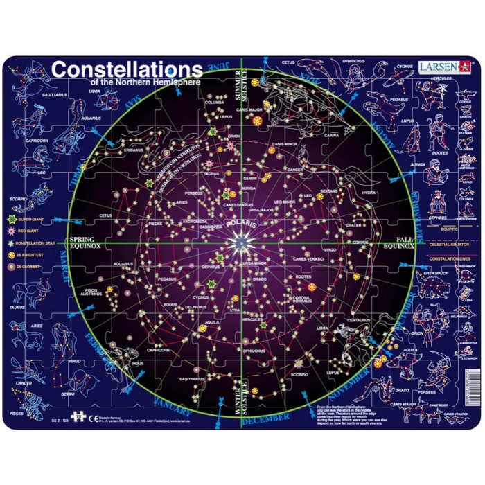  Larsen-SS2-GB Puzzle Cadre - Carte des Constellations (en Anglais)