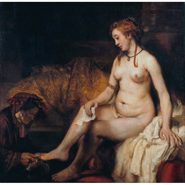 Grafika Rembrandt - Bethsabée au bain recevant la lettre de David, 1654