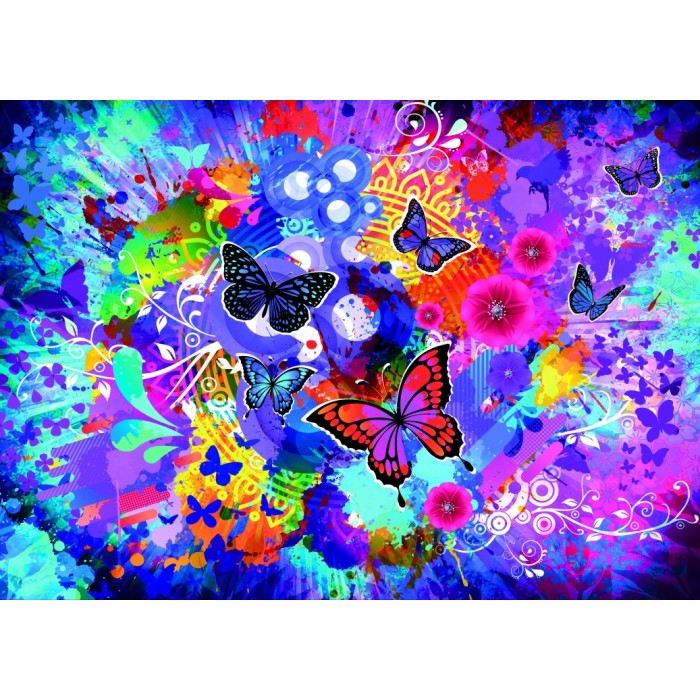Grafika Fleurs et Papillons Colorés
