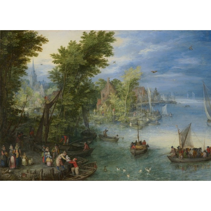 Grafika Jan Brueghel - River Landscape, 1607
