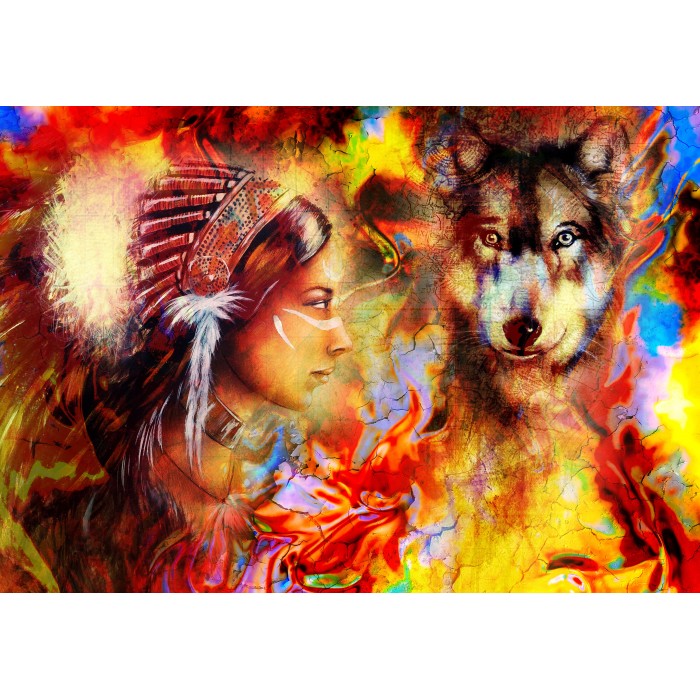 Grafika Kids La Femme Indienne et le Loup