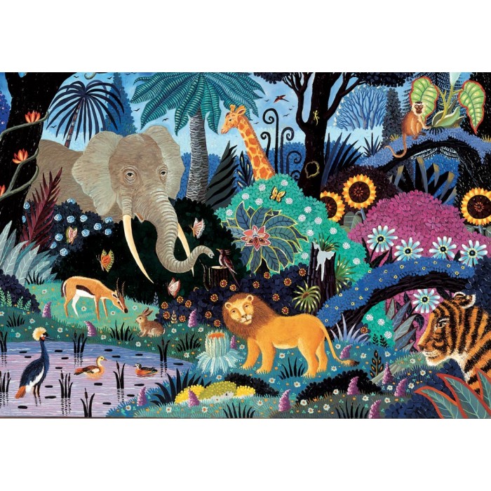 Puzzle Michèle Wilson Puzzle en Bois découpé à la Main - Nuit dans la Jungle