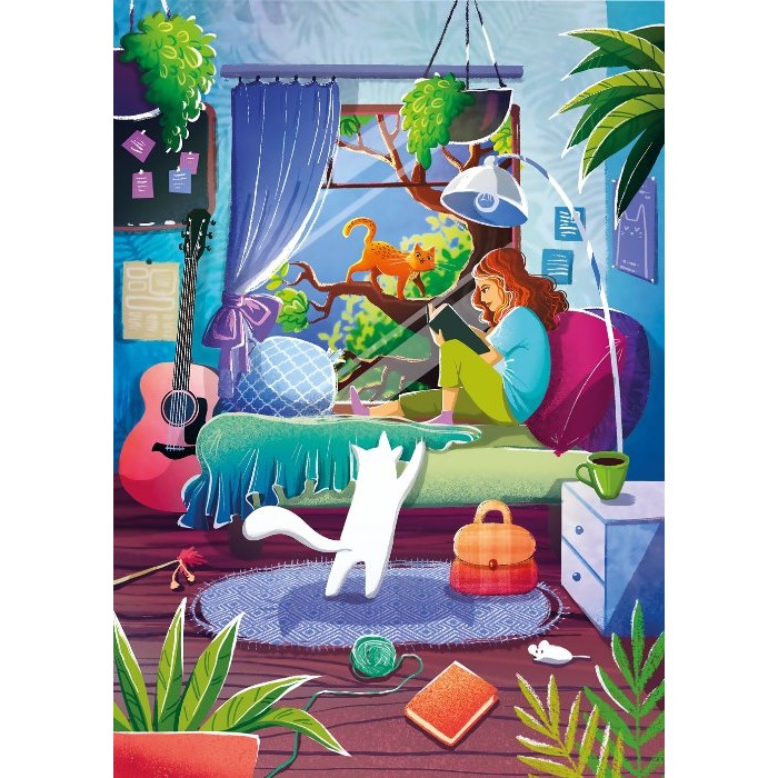 Puzzle Magnolia-7051 Fille et Chats