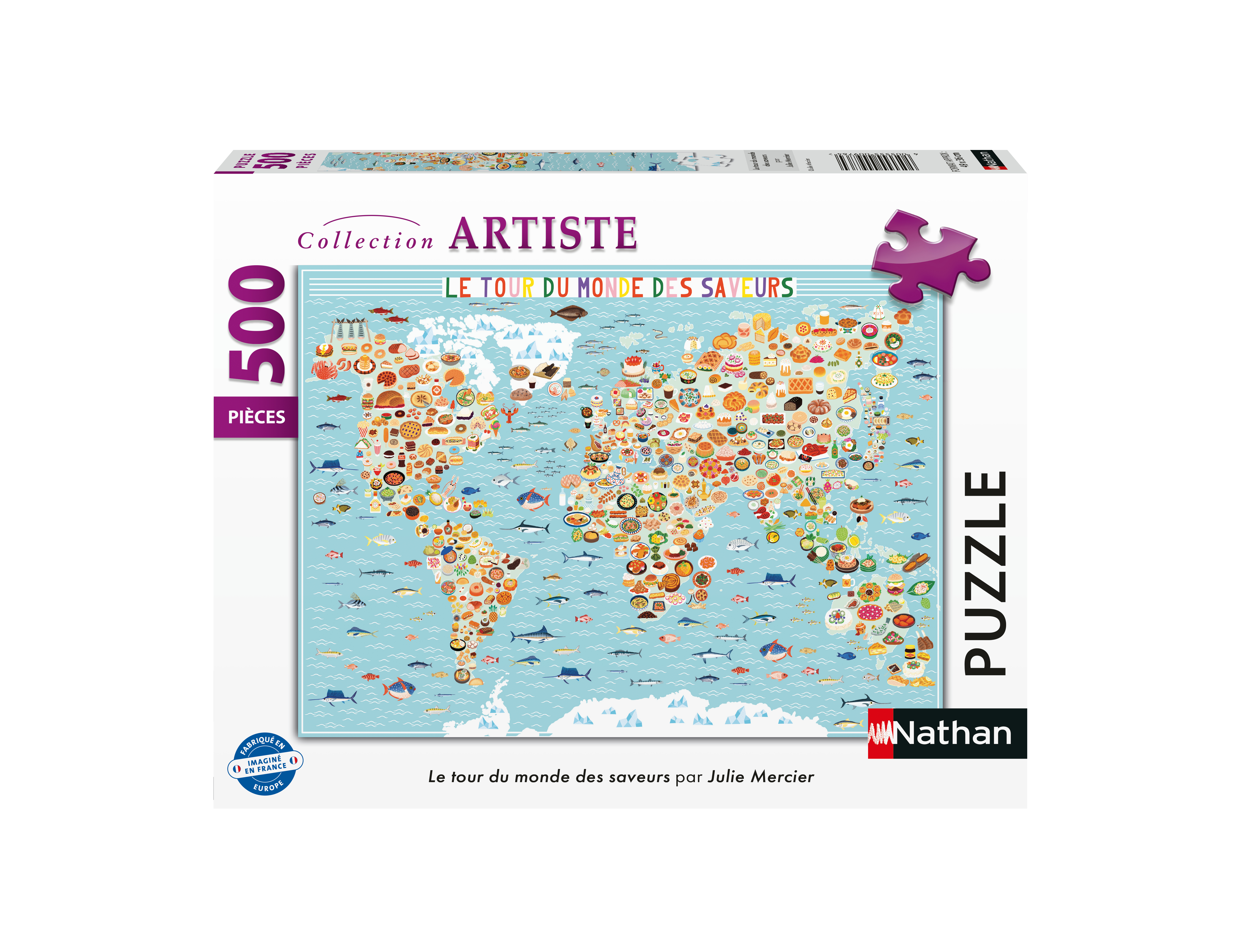 Puzzle Le Tour du Monde des Saveurs - Julie Mercier Nathan-87290 500 pièces  Puzzles - Cartes du Monde et Mappemonde - /Planet'Puzzles