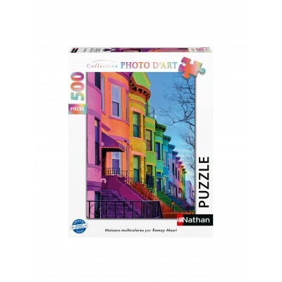 Puzzle Nathan-01151 Maisons Multicolores