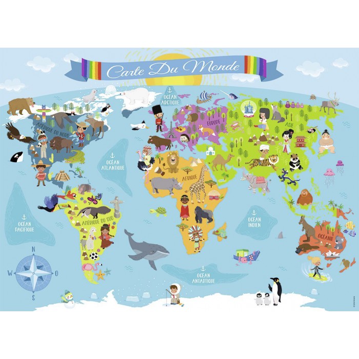 Puzzle Nathan-86806 Pièces XXL - Carte du Monde