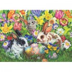 Puzzle  Cobble-Hill-47009 Lapins de Pâques